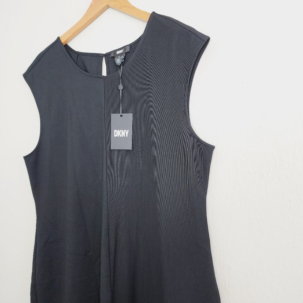 NWT DKNY Black Knit Mesh Sleeveless Sheath Dress Plus Size 16 LBD Professional - Picture 4 of 9